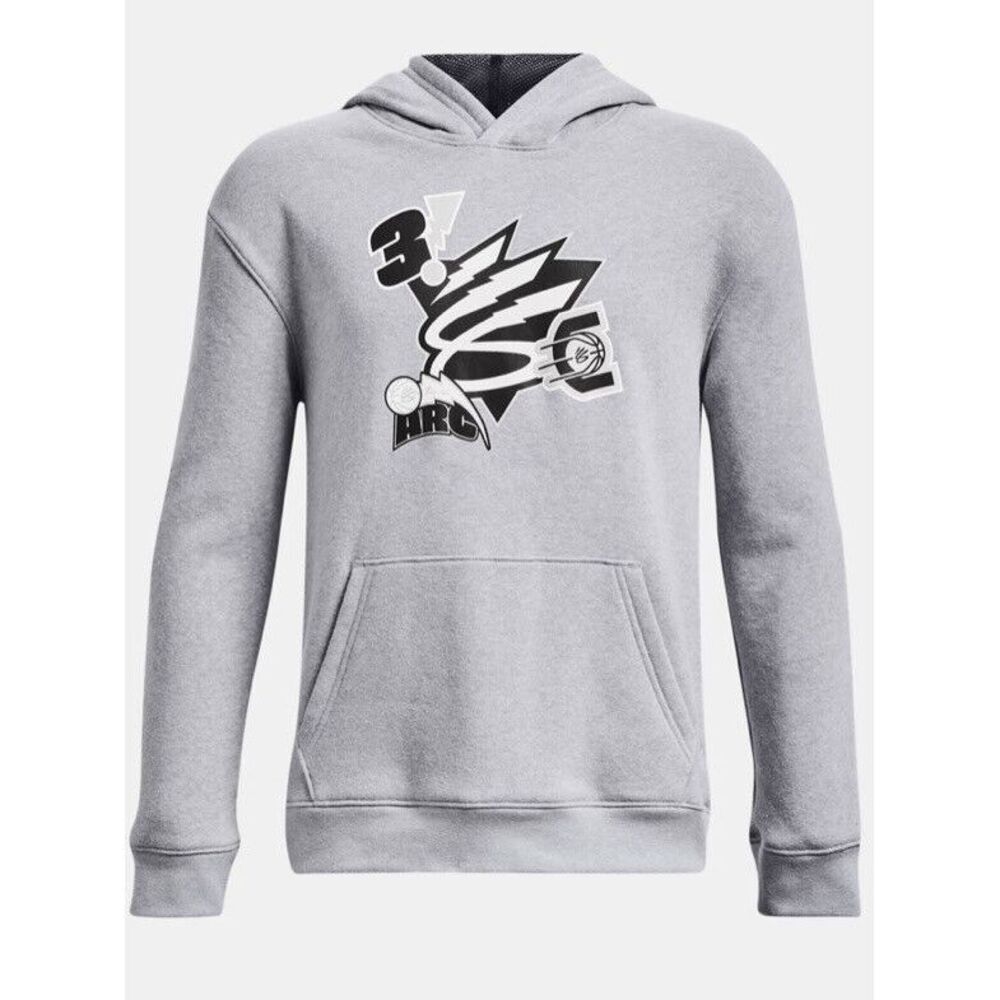NWTS‎ Under Armour UA Curry Sweatshirt Hoodie Big Splash Gray Youth Boys Large